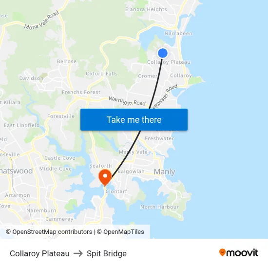 Collaroy Plateau to Spit Bridge map