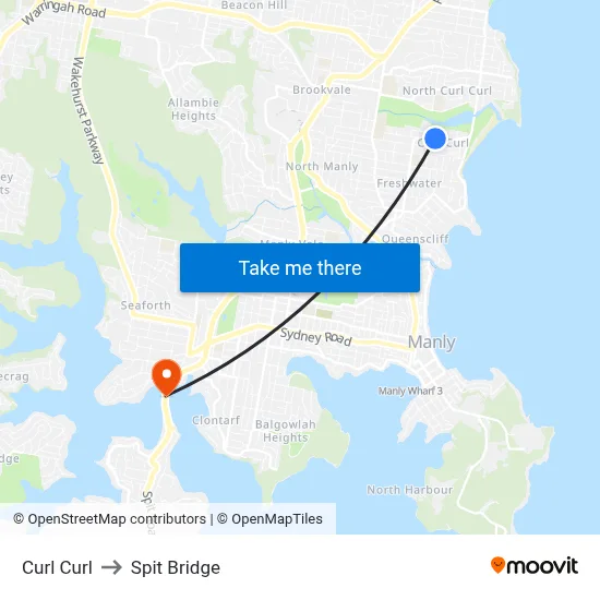 Curl Curl to Spit Bridge map