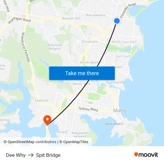 Dee Why to Spit Bridge map