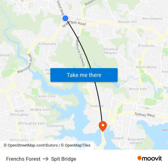 Frenchs Forest to Spit Bridge map