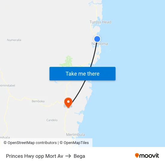 Princes Hwy opp Mort Av to Bega map
