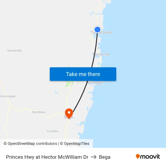 Princes Hwy at Hector McWilliam Dr to Bega map
