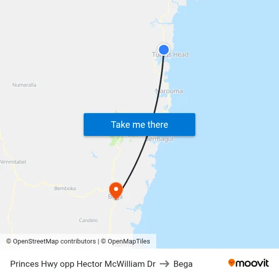 Princes Hwy opp Hector McWilliam Dr to Bega map
