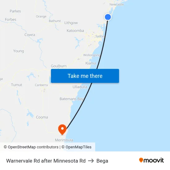 Warnervale Rd after Minnesota Rd to Bega map