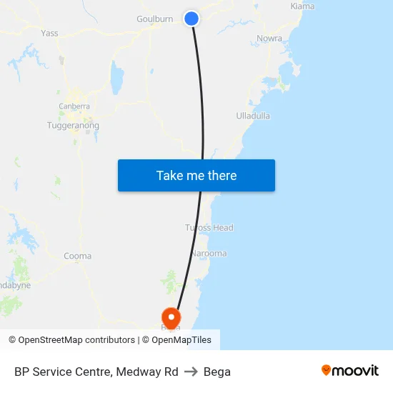 BP Service Centre, Medway Rd to Bega map