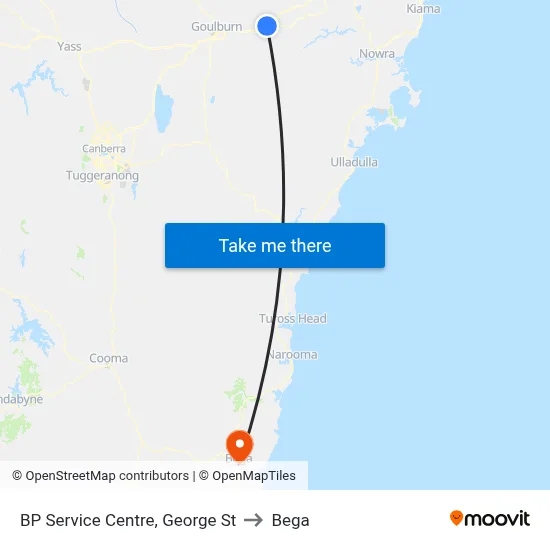 BP Service Centre, George St to Bega map