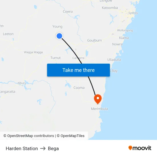 Harden Station to Bega map