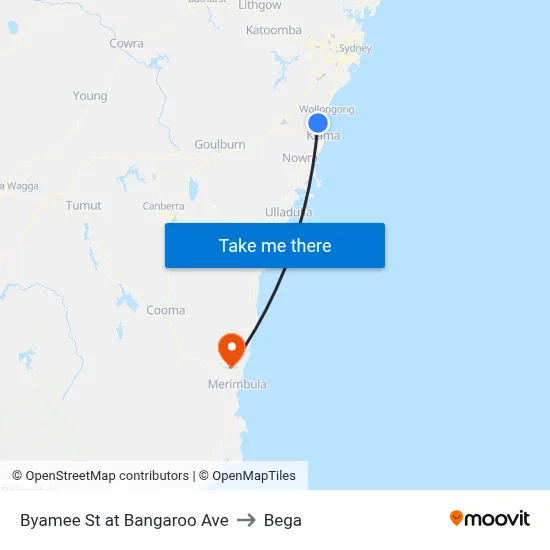 Byamee St at Bangaroo Ave to Bega map