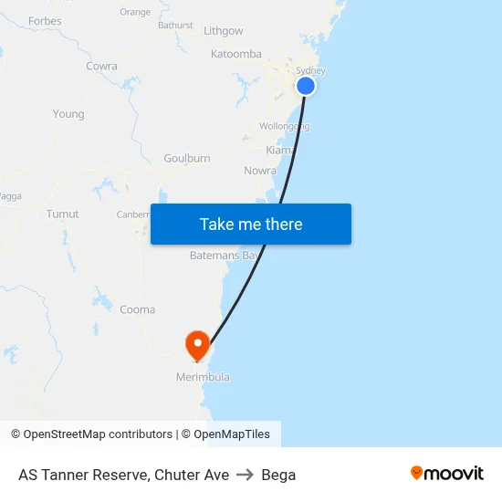 AS Tanner Reserve, Chuter Ave to Bega map