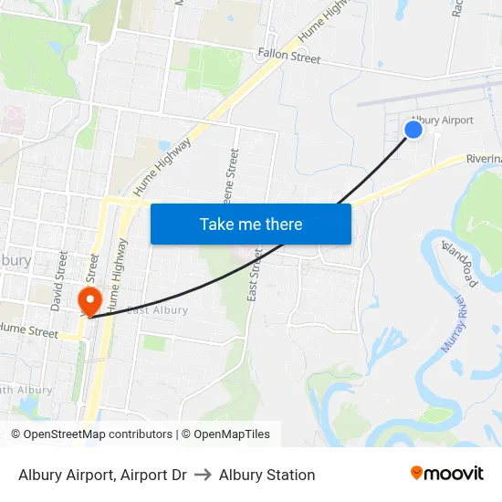 Albury Airport, Airport Dr to Albury Station map