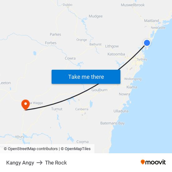 Kangy Angy to The Rock map