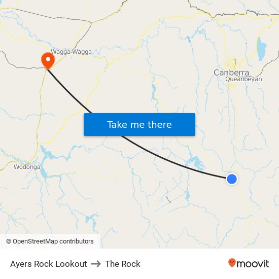 Ayers Rock Lookout to The Rock map