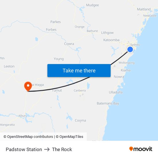 Padstow Station to The Rock map