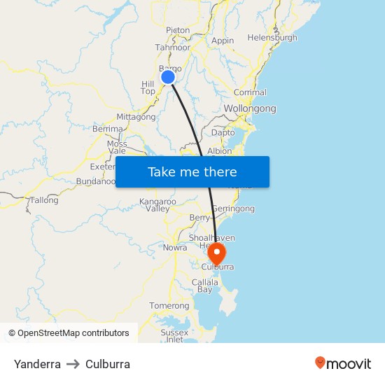 Yanderra to Culburra map