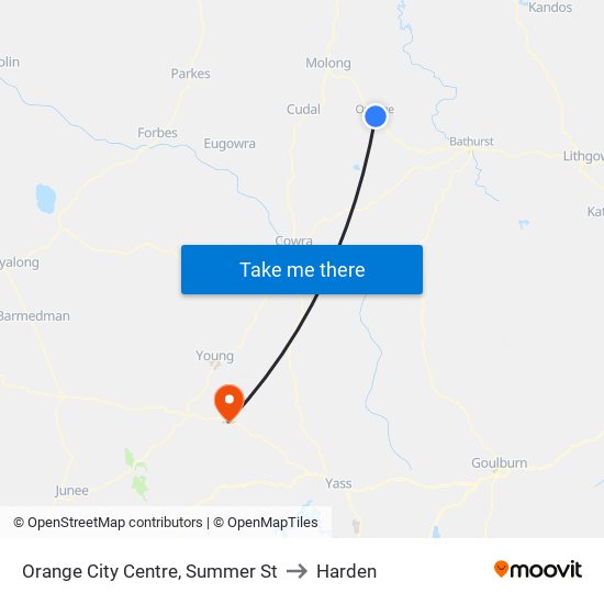 Orange City Centre, Summer St to Harden map