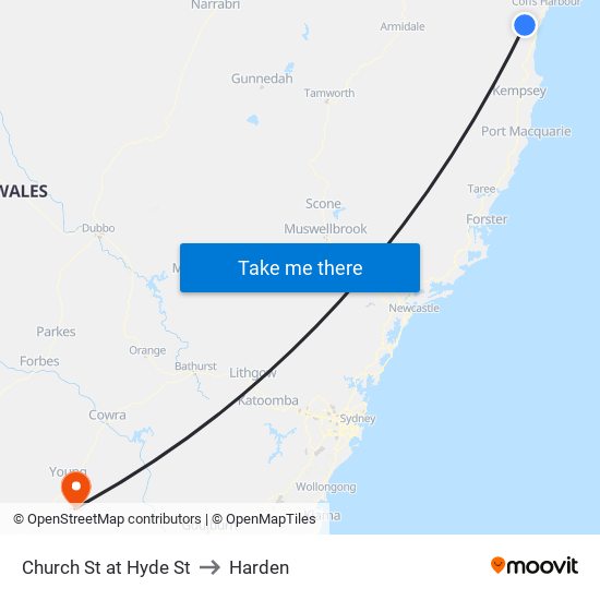 Church St at Hyde St to Harden map