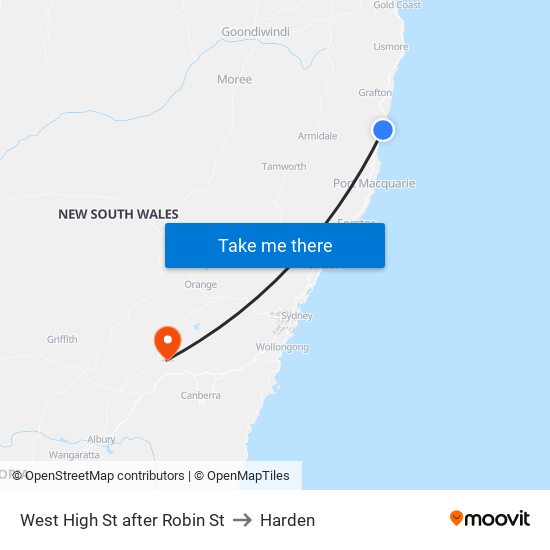 West High St after Robin St to Harden map