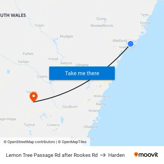 Lemon Tree Passage Rd after Rookes Rd to Harden map