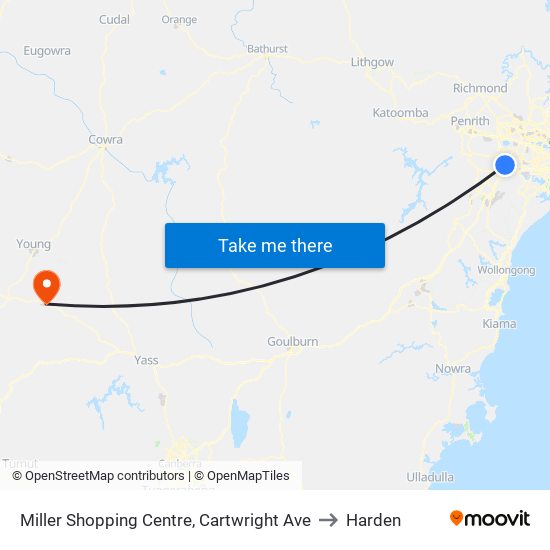 Miller Shopping Centre, Cartwright Ave to Harden map