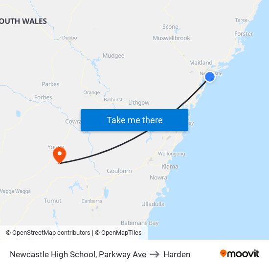 Newcastle High School, Parkway Ave to Harden map