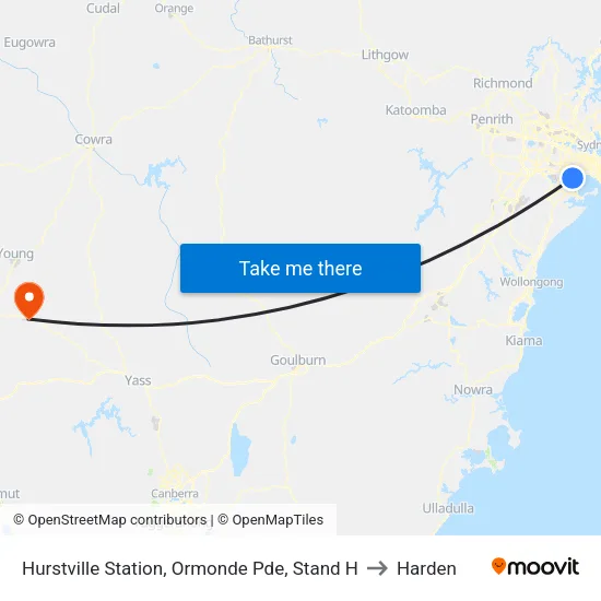 Hurstville Station, Ormonde Pde, Stand H to Harden map