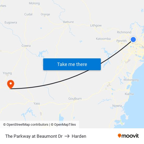 The Parkway at Beaumont Dr to Harden map