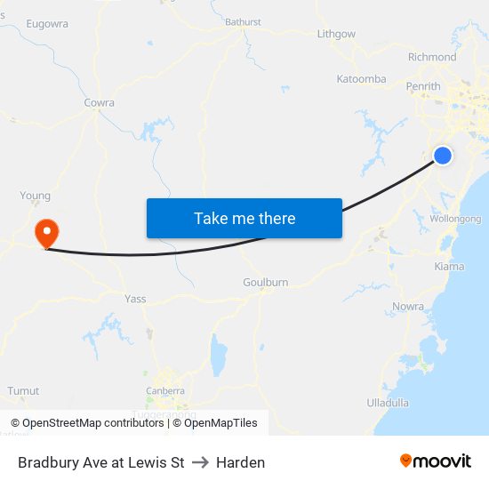 Bradbury Ave at Lewis St to Harden map