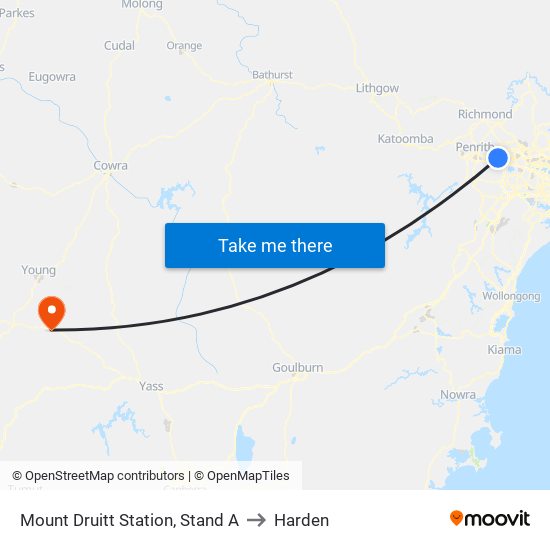 Mount Druitt Station, Stand A to Harden map
