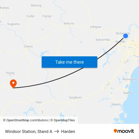 Windsor Station, Stand A to Harden map