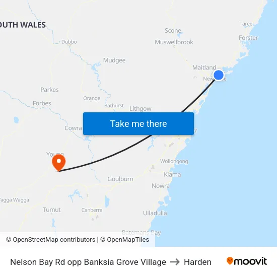 Nelson Bay Rd opp Banksia Grove Village to Harden map