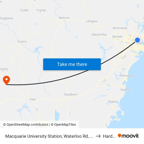 Macquarie University Station, Waterloo Rd, Stand A to Harden map