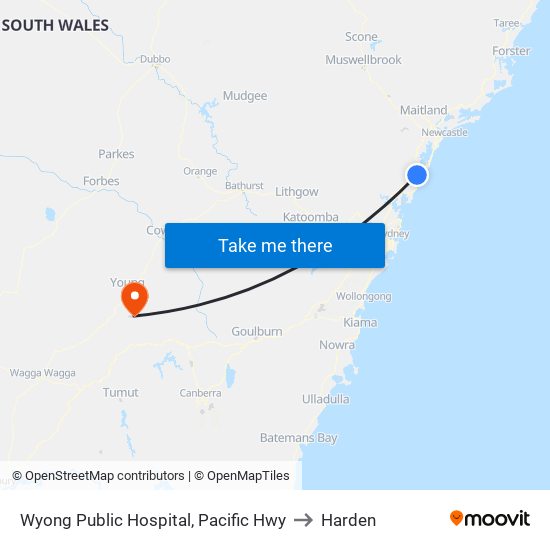 Wyong Public Hospital, Pacific Hwy to Harden map