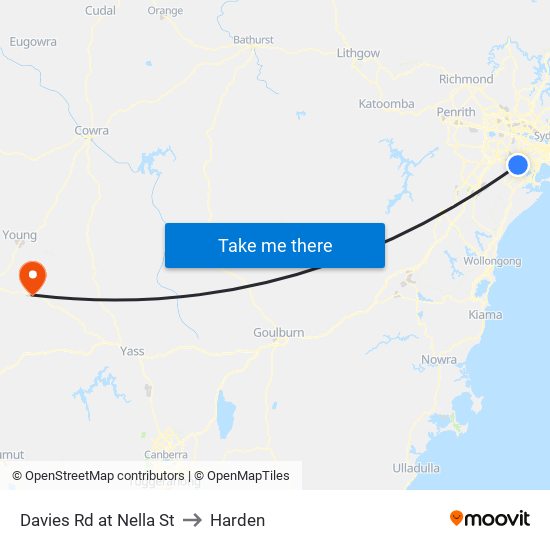 Davies Rd at Nella St to Harden map