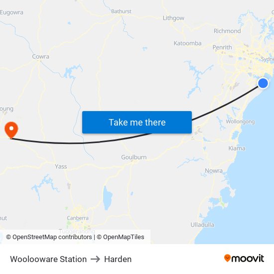 Woolooware Station to Harden map