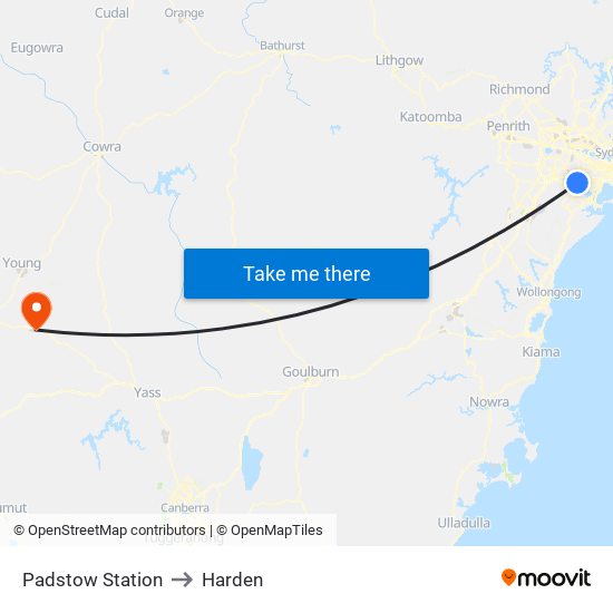 Padstow Station to Harden map
