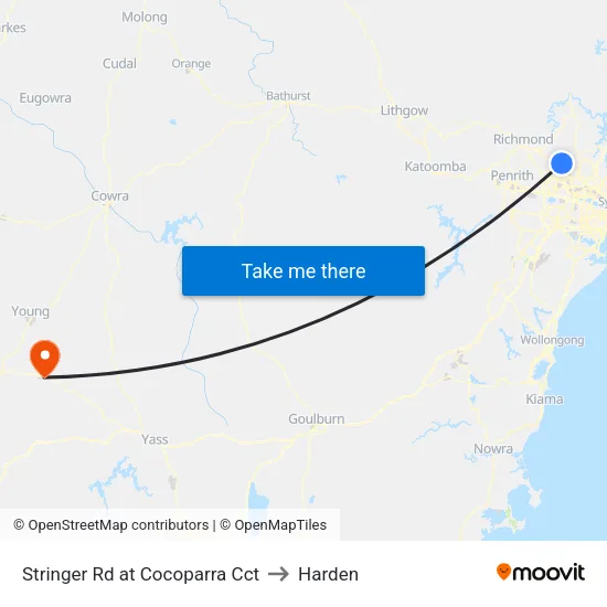 Stringer Rd at Cocoparra Cct to Harden map