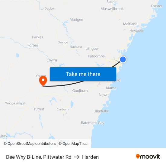 Dee Why B-Line, Pittwater Rd to Harden map