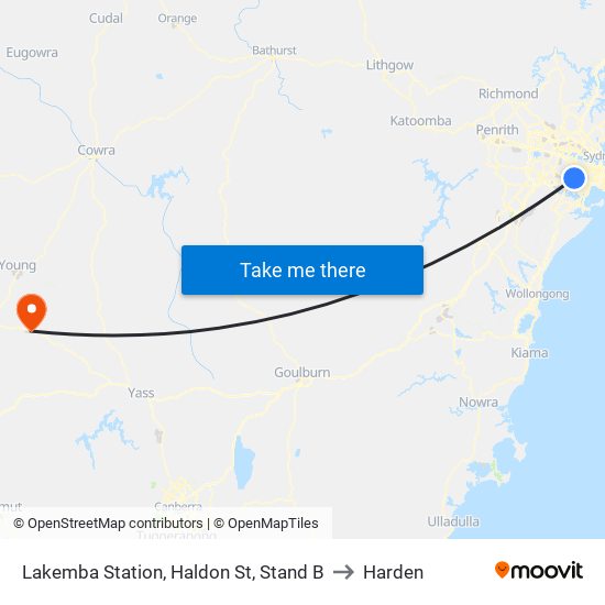 Lakemba Station, Haldon St, Stand B to Harden map