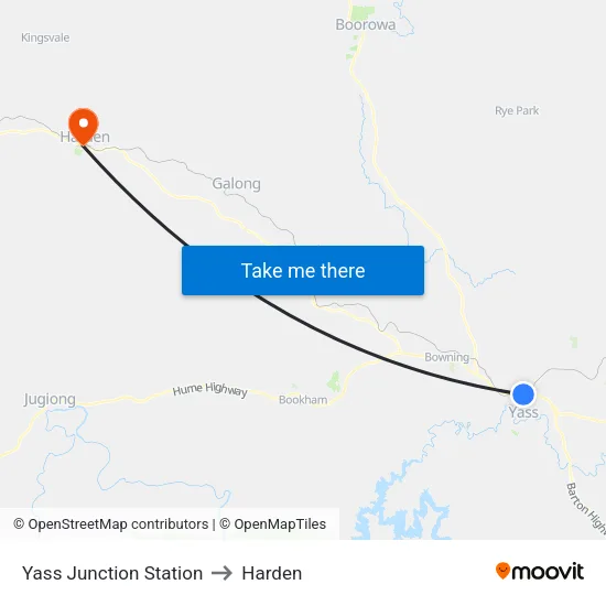 Yass Junction to Harden map
