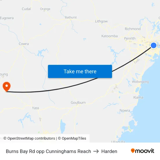 Burns Bay Rd opp Cunninghams Reach to Harden map
