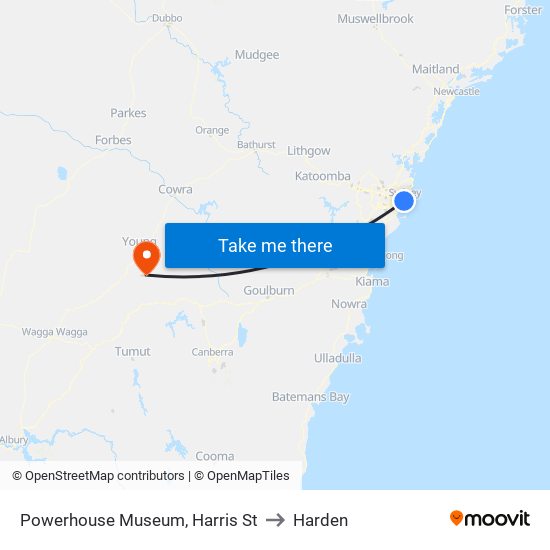 Powerhouse Museum, Harris St to Harden map