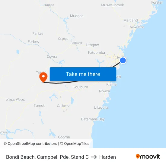 Bondi Beach, Campbell Pde, Stand C to Harden map