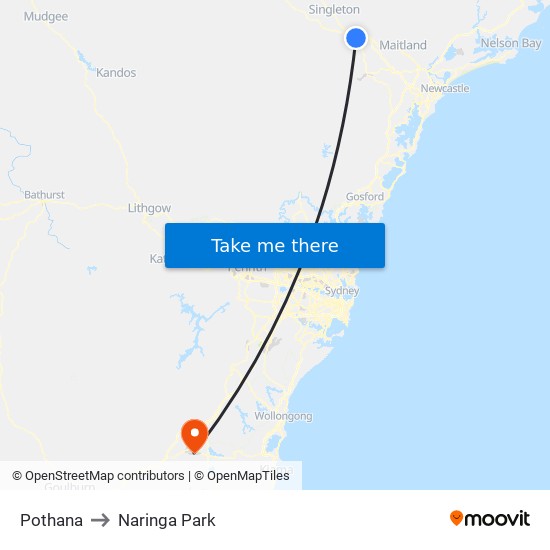 Pothana to Naringa Park map