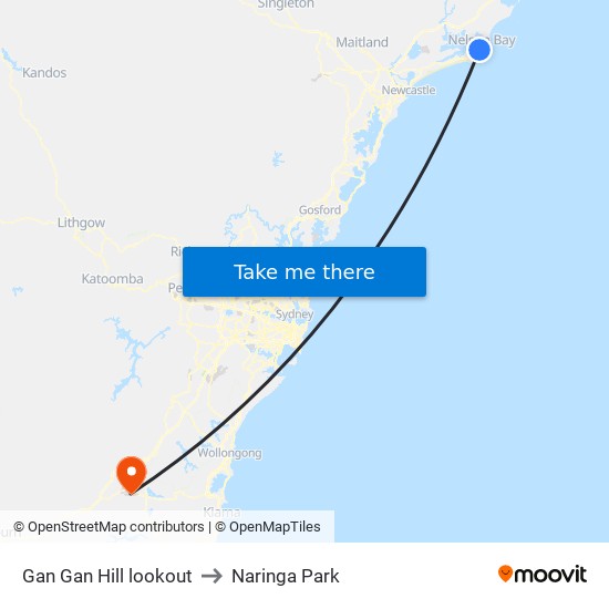 Gan Gan Hill lookout to Naringa Park map