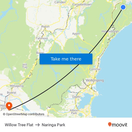 Willow Tree Flat to Naringa Park map