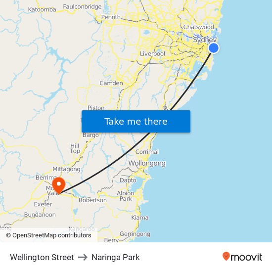 Wellington Street to Naringa Park map