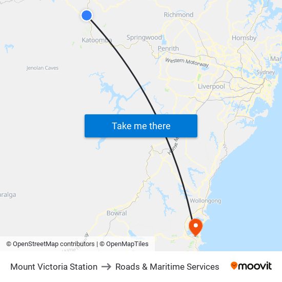 Mount Victoria Station to Roads & Maritime Services map