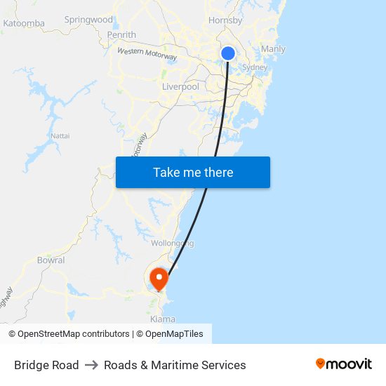 Bridge Road to Roads & Maritime Services map