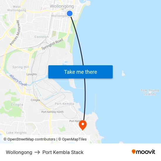 Wollongong to Port Kembla Stack map