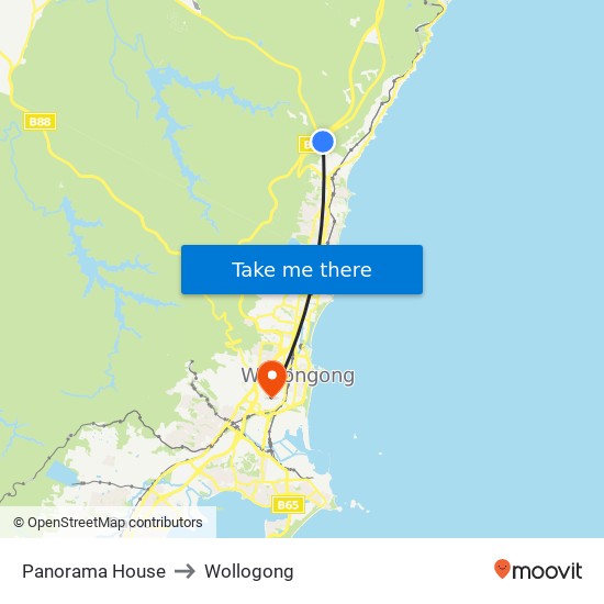 Panorama House to Wollogong map